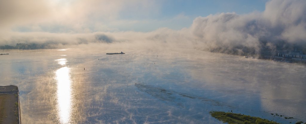 Туман над Нижним Новгородом,  - Фото с квадрокоптера