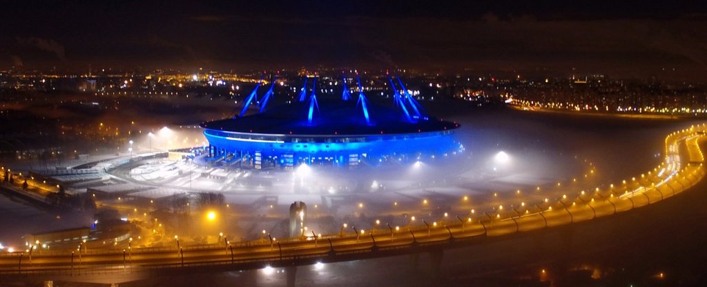 Зенит-Арена в облаке тумана,  - Фото с квадрокоптера