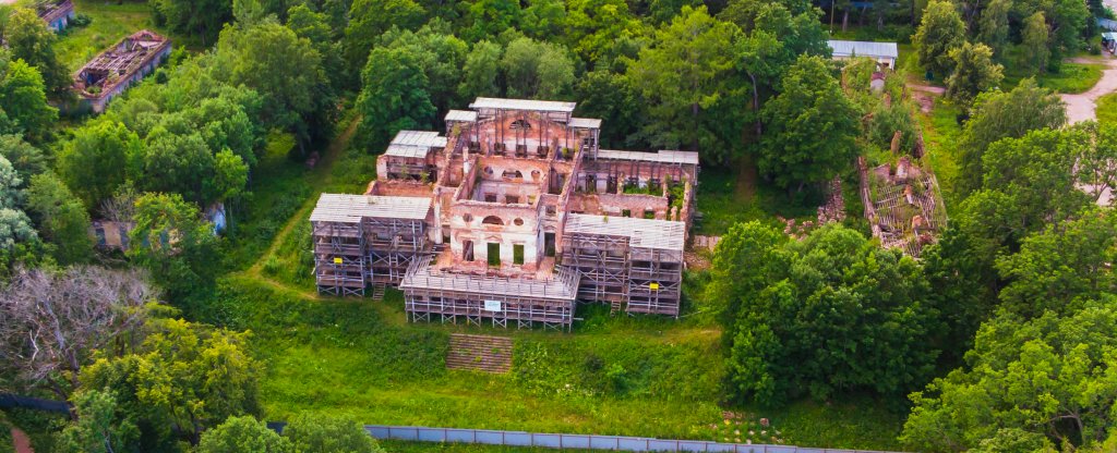 Ленинградская область, заброшенный Ропшинский дворец,  - Фото с квадрокоптера