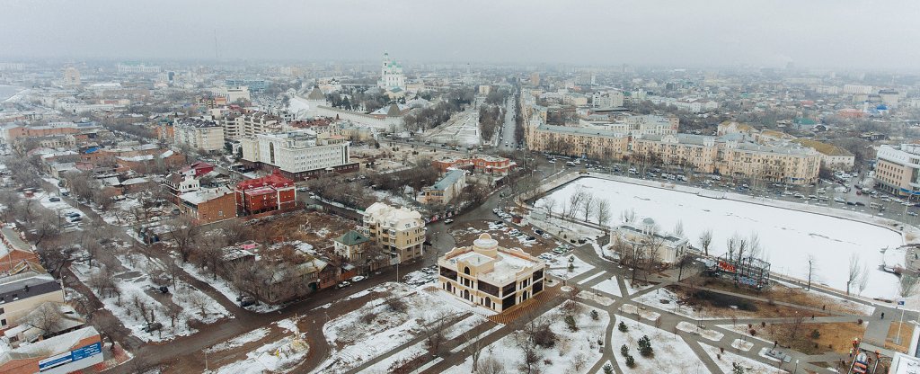 Вид на пл Ленина в Астрахани,  - Фото с квадрокоптера