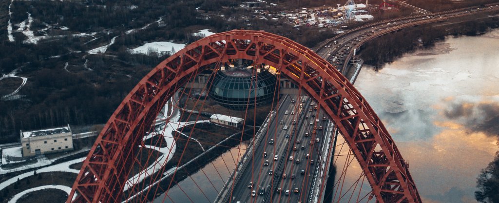 Живописный мост, Москва,  - Фото с квадрокоптера