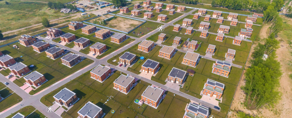 Коттеджный посёлок Новолуговое (3D-панорама), Новосибирск - Фото с квадрокоптера