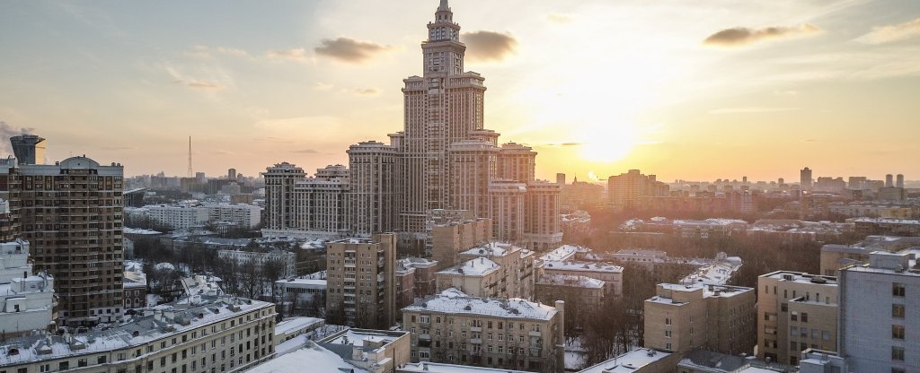 Зимний закат., Москва - Фото с квадрокоптера