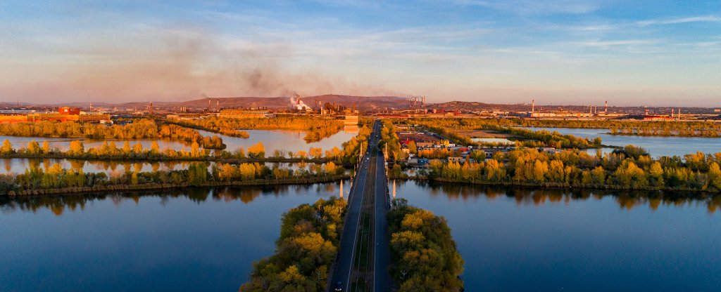 Левый берег на закате,  - Фото с квадрокоптера