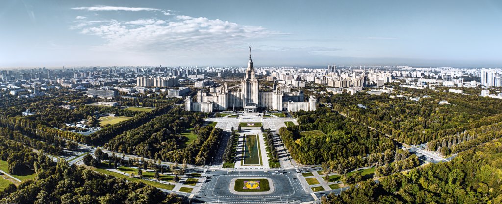 Утро, вид на МГУ с высоты, Москва 2019 6k,  - Фото с квадрокоптера