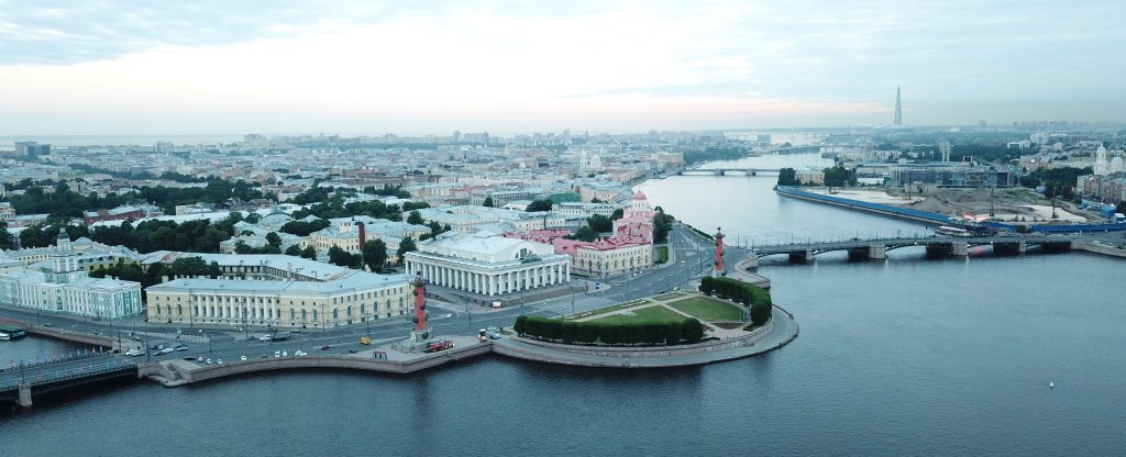 Санкт-Петербург белые ночи, стрелка В.О., Санкт-Петербург - Фото с квадрокоптера