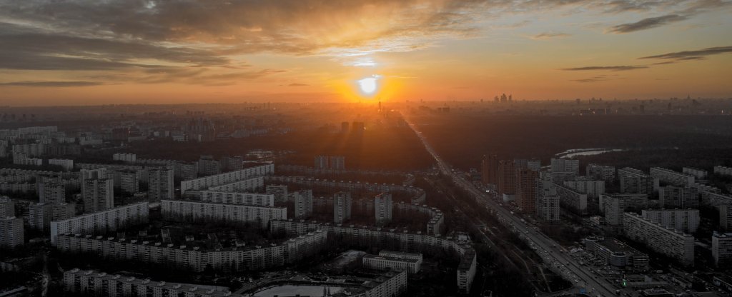 Городской закат,  - Фото с квадрокоптера