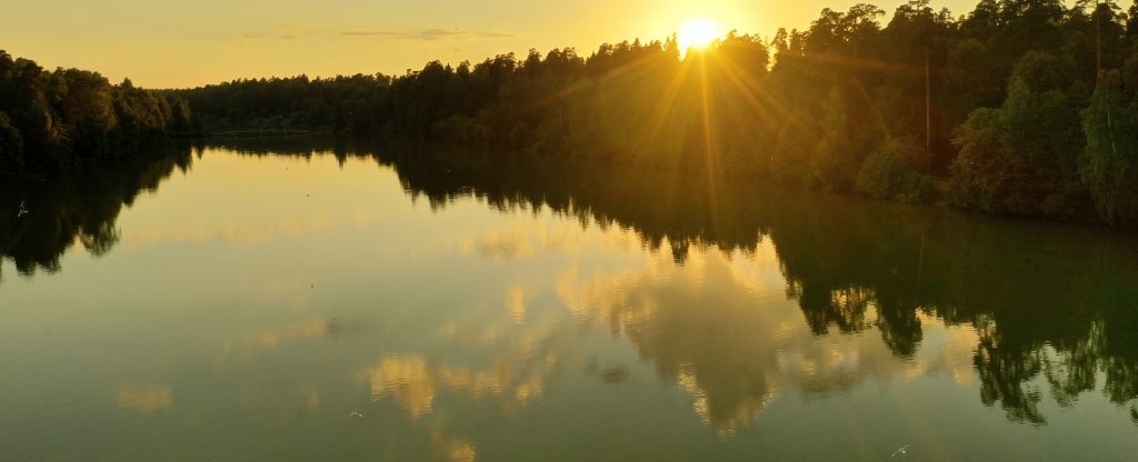 Закат над Алексеевским прудом.,  - Фото с квадрокоптера