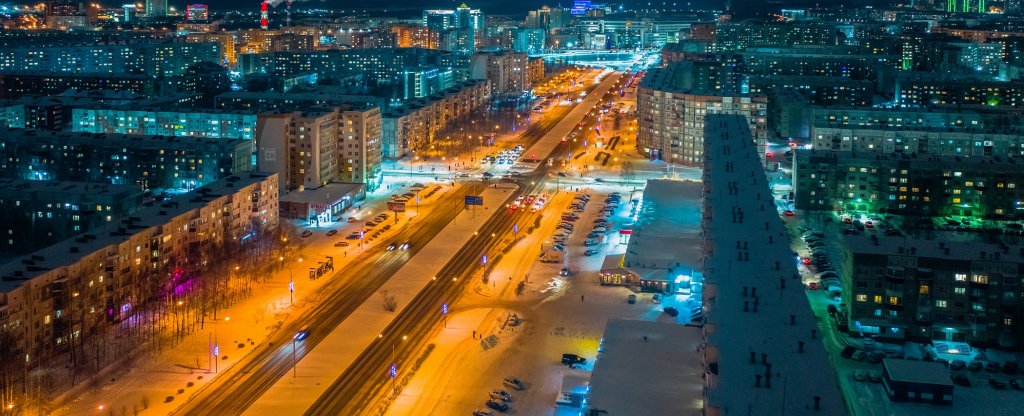 Панорама Сургута. Зима.,  - Фото с квадрокоптера
