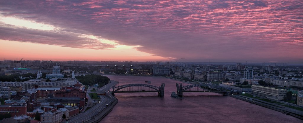 Рассвет над Невой, Санкт-Петербург - Фото с квадрокоптера