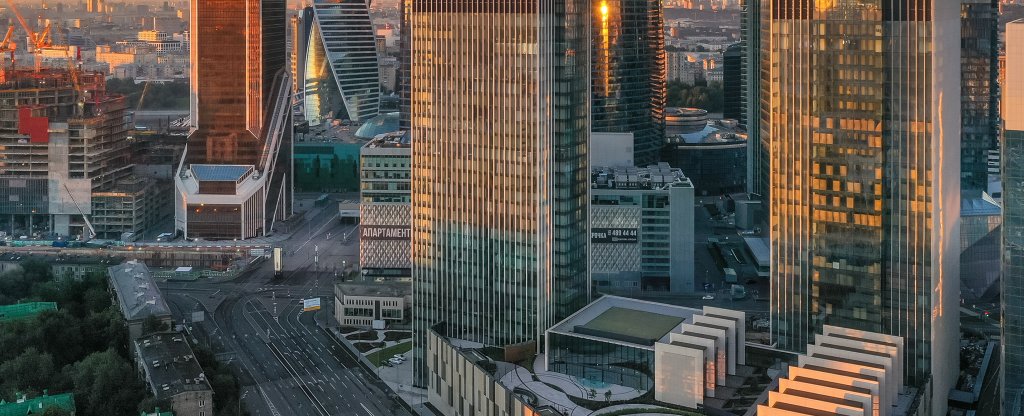 Рассвет в Сити, Москва - Фото с квадрокоптера