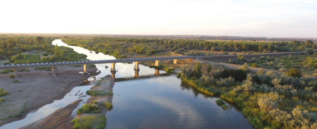Мост через реку Илек,  - Фото с квадрокоптера