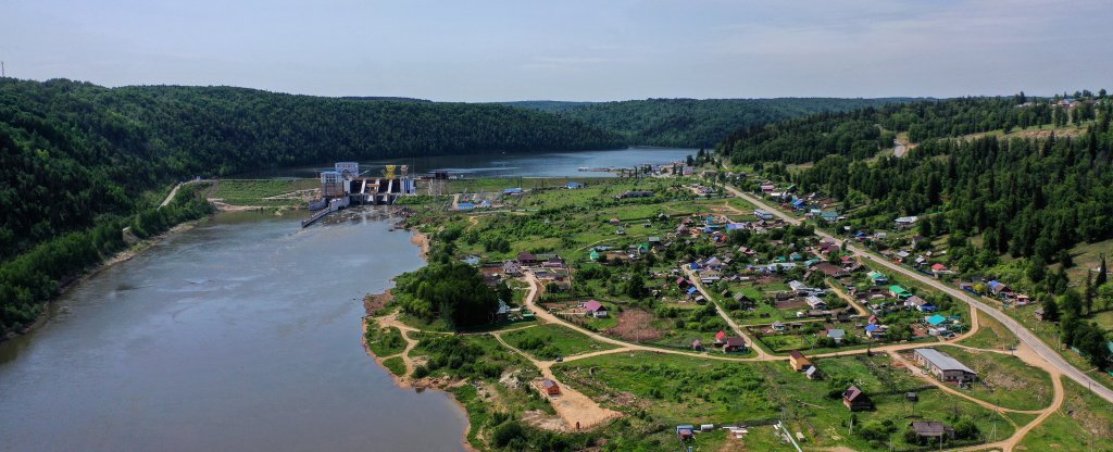 Вид на Павловское водохранилище. Башкортостан,  - Фото с квадрокоптера