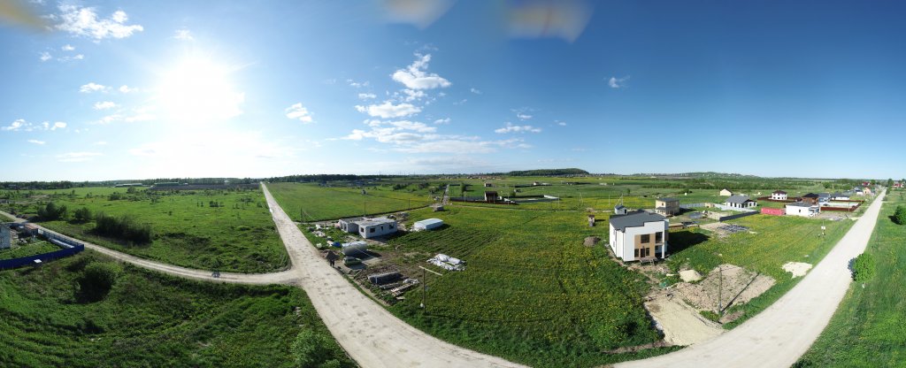 Панорама участка в коттеджном посёлке,  - Фото с квадрокоптера