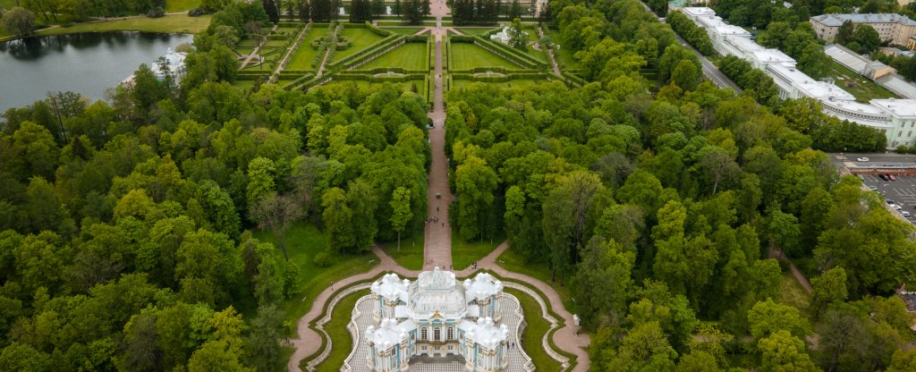 Екатерининский парк в Пушкине, Санкт-Петербург - Фото с квадрокоптера