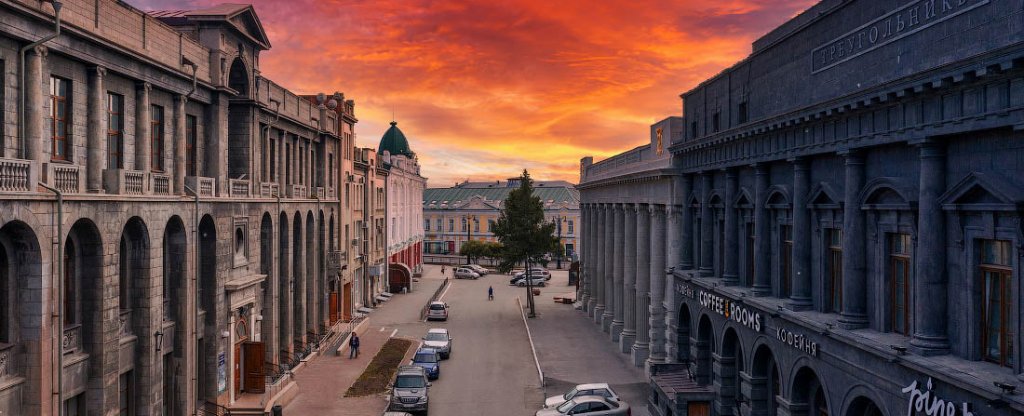 Здания на улице Карла Либкнехта, Омск - Фото с квадрокоптера