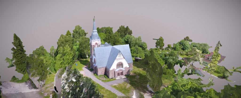 3D модель кирхи п. Мельниково, Санкт-Петербург - Фото с квадрокоптера