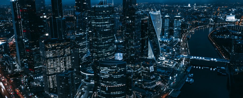 Moscow City at night,  - Фото с квадрокоптера