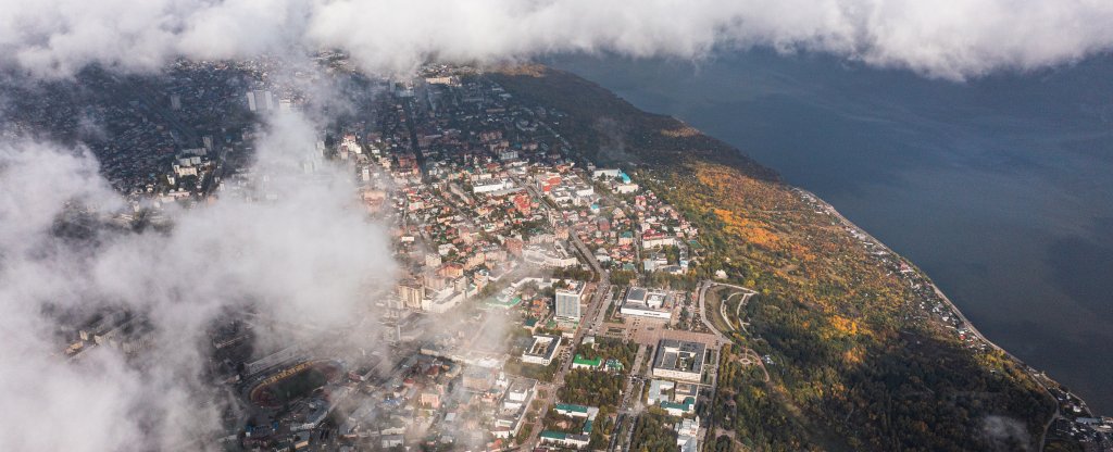 Центр Ульяновска сквозь облака, Ульяновск - Фото с квадрокоптера