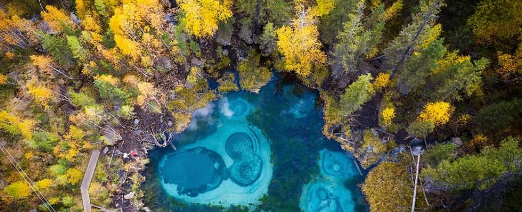 Гейзеровое озеро на Алтае, Горно-Алтайск - Фото с квадрокоптера