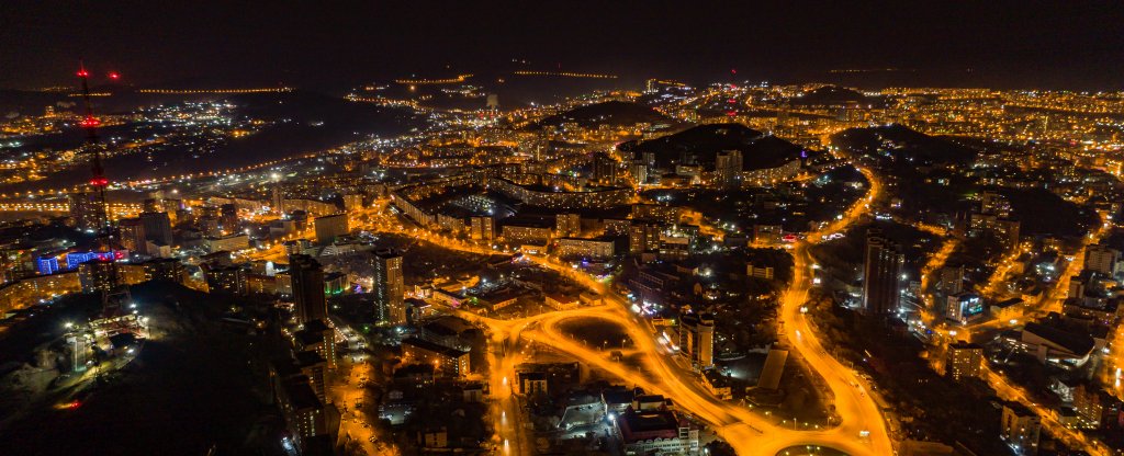 Ночной Владивосток,  - Фото с квадрокоптера