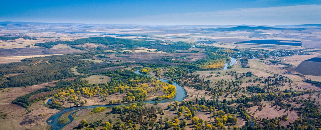 Река Нугуш вблизи деревни Смаково, Мелеуз - Фото с квадрокоптера