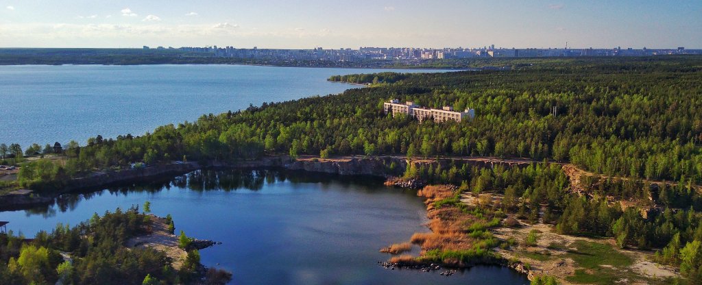 Челябинск  - Шершневское водохранилище, изумрудный карьер и Челябинский городской бор, Челябинск - Фото с квадрокоптера