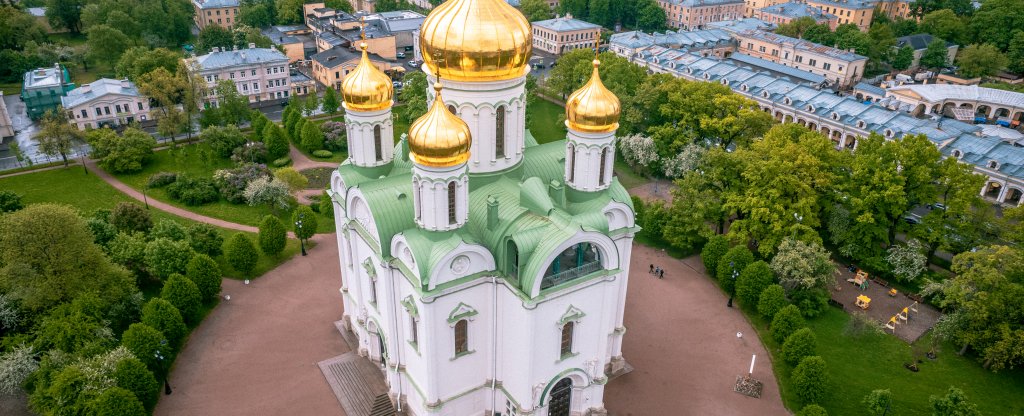 Екатерининский собор в Пушкине, Санкт-Петербург - Фото с квадрокоптера