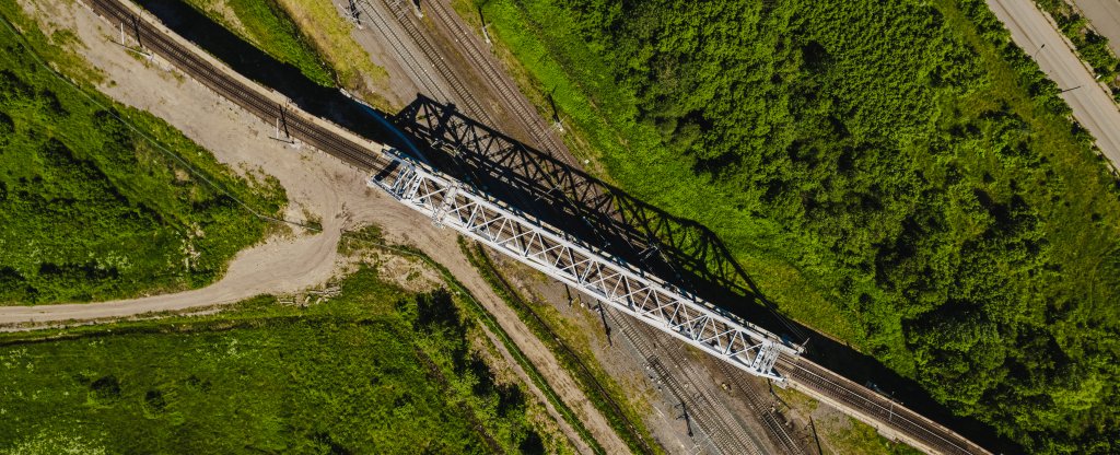 ЖД мост в Рыбацком, Санкт-Петербург - Фото с квадрокоптера