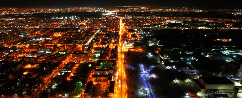 Ночной Красноярск,  - Фото с квадрокоптера