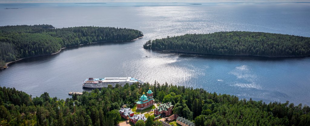 Воскресенский скит на острове Валаам,  - Фото с квадрокоптера