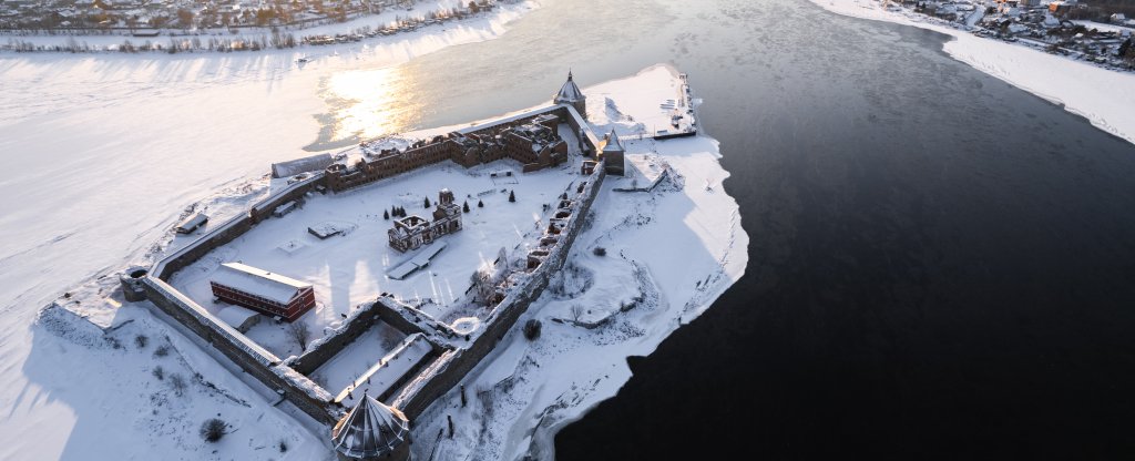 Крепость Орешек в Шлиссельбурге Ленинградская область., Кировск - Фото с квадрокоптера