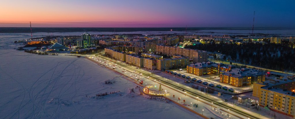 Закат на новой набережной, Надым - Фото с квадрокоптера