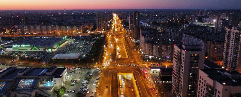 Мост Миллениум Вечером в Казани,  - Фото с квадрокоптера