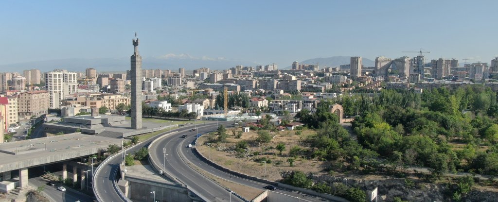 Памятник 50-летию Октябрьской революции,  - Фото с квадрокоптера