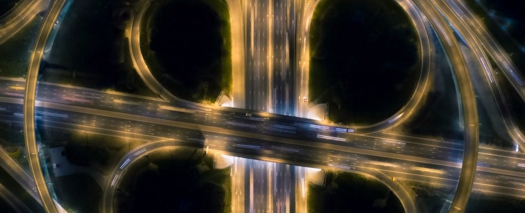 Night roads,  - Фото с квадрокоптера