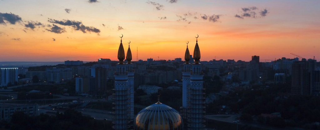 Мечеть на закате, Уфа - Фото с квадрокоптера
