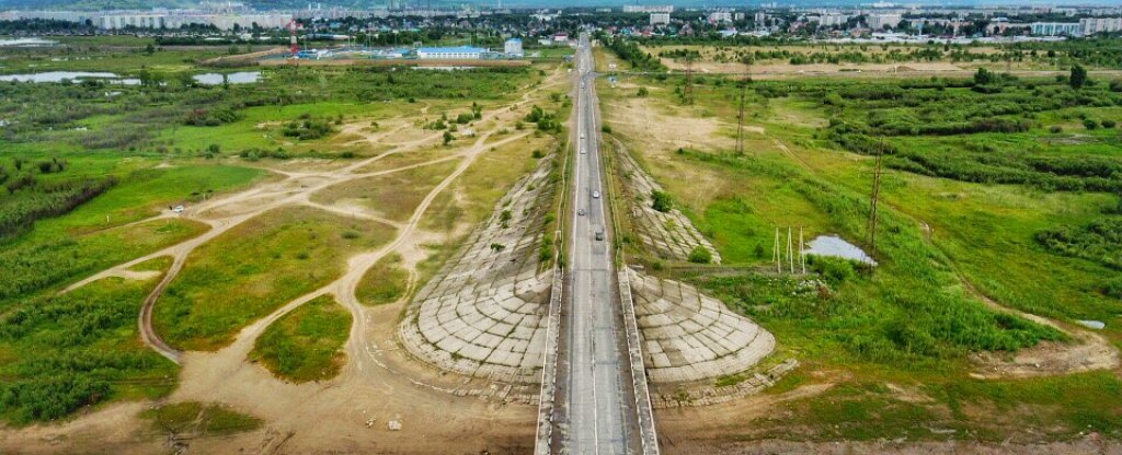 Мост через озеро Мылки,  - Фото с квадрокоптера