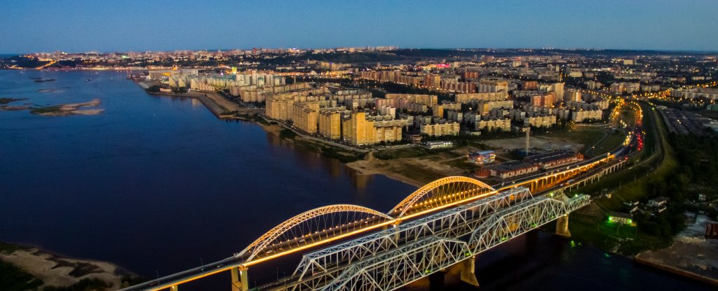 Мост через Волгу. Нижний Новгород, Нижний Новгород - Фото с квадрокоптера