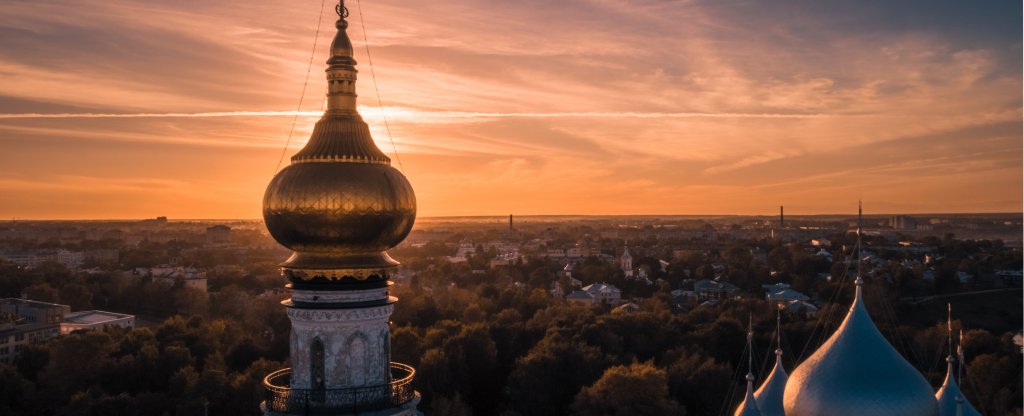 Вологда, купола на закате, Вологда - Фото с квадрокоптера