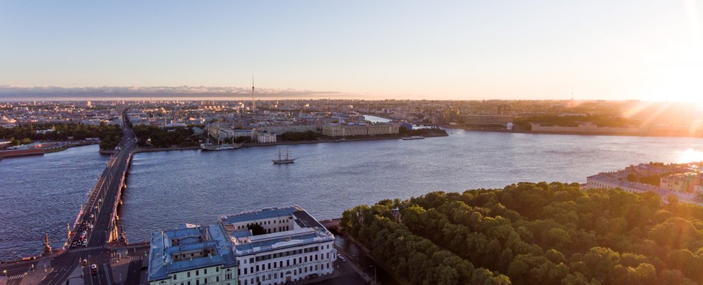 Рассвет над Невой, Санкт-Петербург - Фото с квадрокоптера