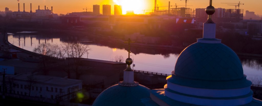 Рассвет в городе,  - Фото с квадрокоптера