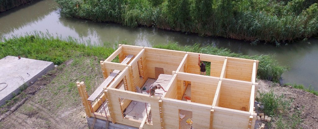 Строительство бани,  - Фото с квадрокоптера