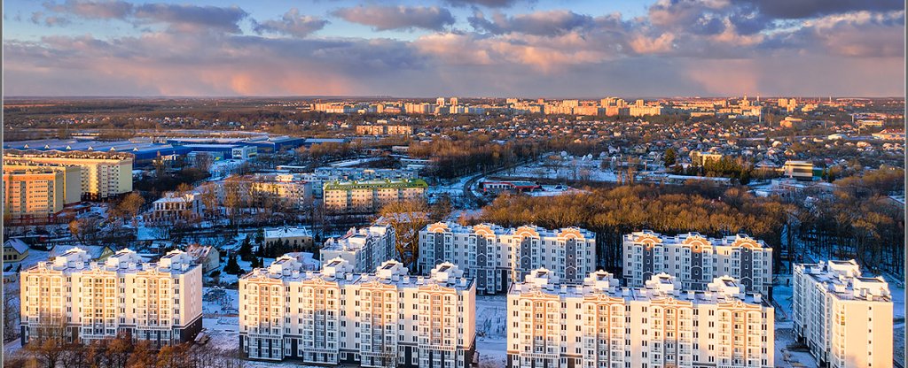 Рассвет над ЖК Грюнштадт, Калининград - Фото с квадрокоптера