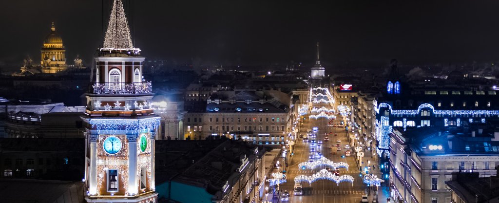 Новогодний Невский,  - Фото с квадрокоптера