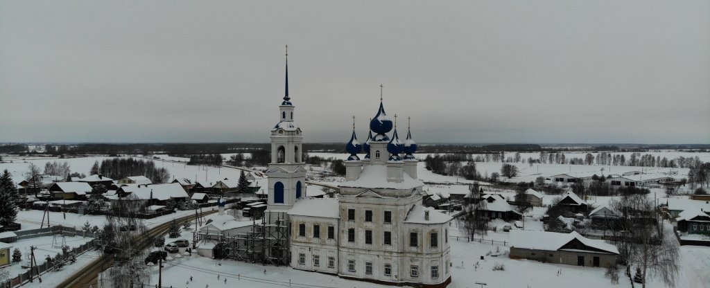 Зимний вид на храм - 2,  - Фото с квадрокоптера