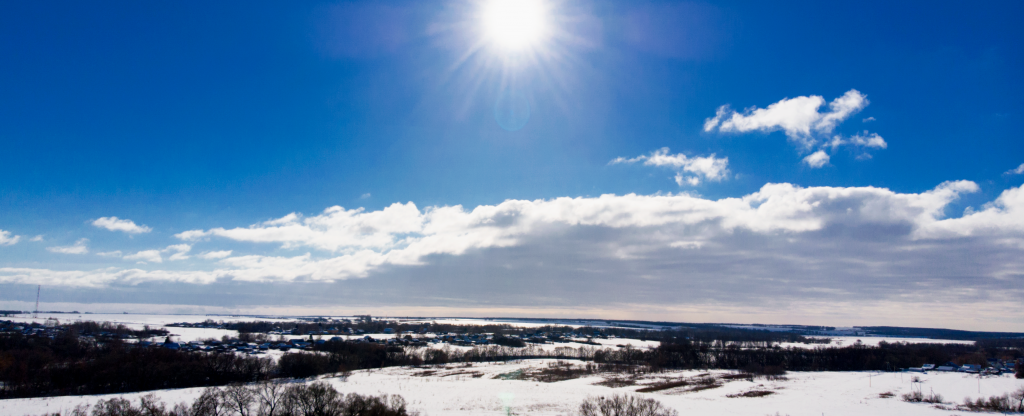 Яркое зимнее солнце,  - Фото с квадрокоптера