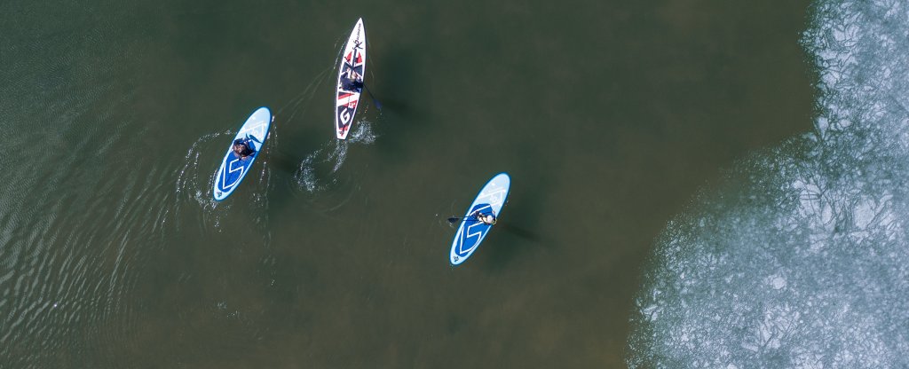 Сап-серфинг среди льдов.,  - Фото с квадрокоптера